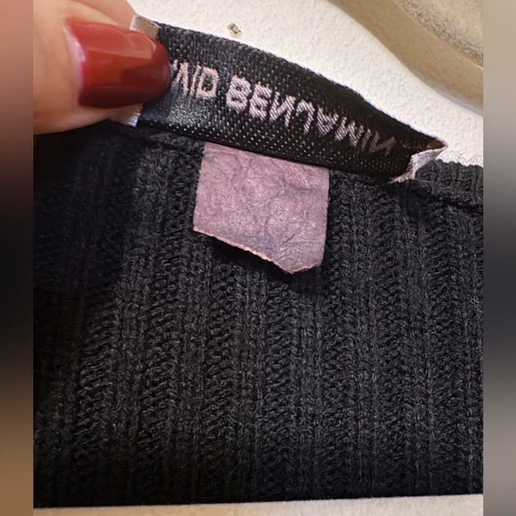 DAVID BENJAMIN Black Wool Sweater with Gold Button Accents and Cut outs Down Arm - Picture 7 of 8